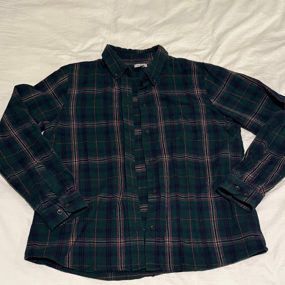L.L. Bean Forest Green Plaid Flannel Shirt